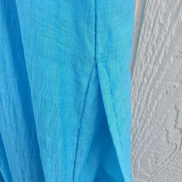 J. Jill Maxi Dress Sz Large Tall Sleeveless  Color Block Blu/grn Pockets Beachy - Picture 4 of 6